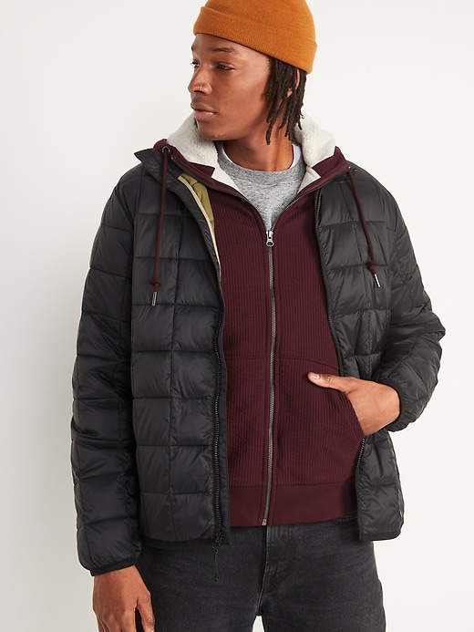 Image number 3 showing, Cozy Sherpa-Lined Rib-Knit Zip Hoodie