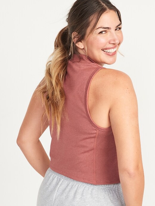 Image number 2 showing, Sleeveless CozeCore Mock-Neck Cropped Top for Women