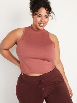 Sleeveless CozeCore Mock-Neck Cropped Top for Women