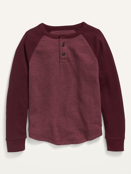 View large product image 1 of 1. Thermal-Knit Long-Sleeve Henley T-Shirt For Boys