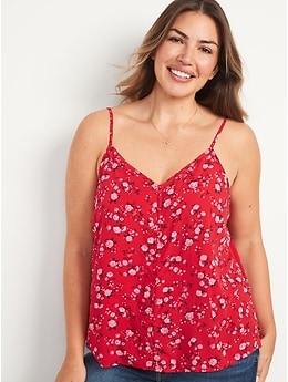 Floral-Print Button-Front Cami Top for Women