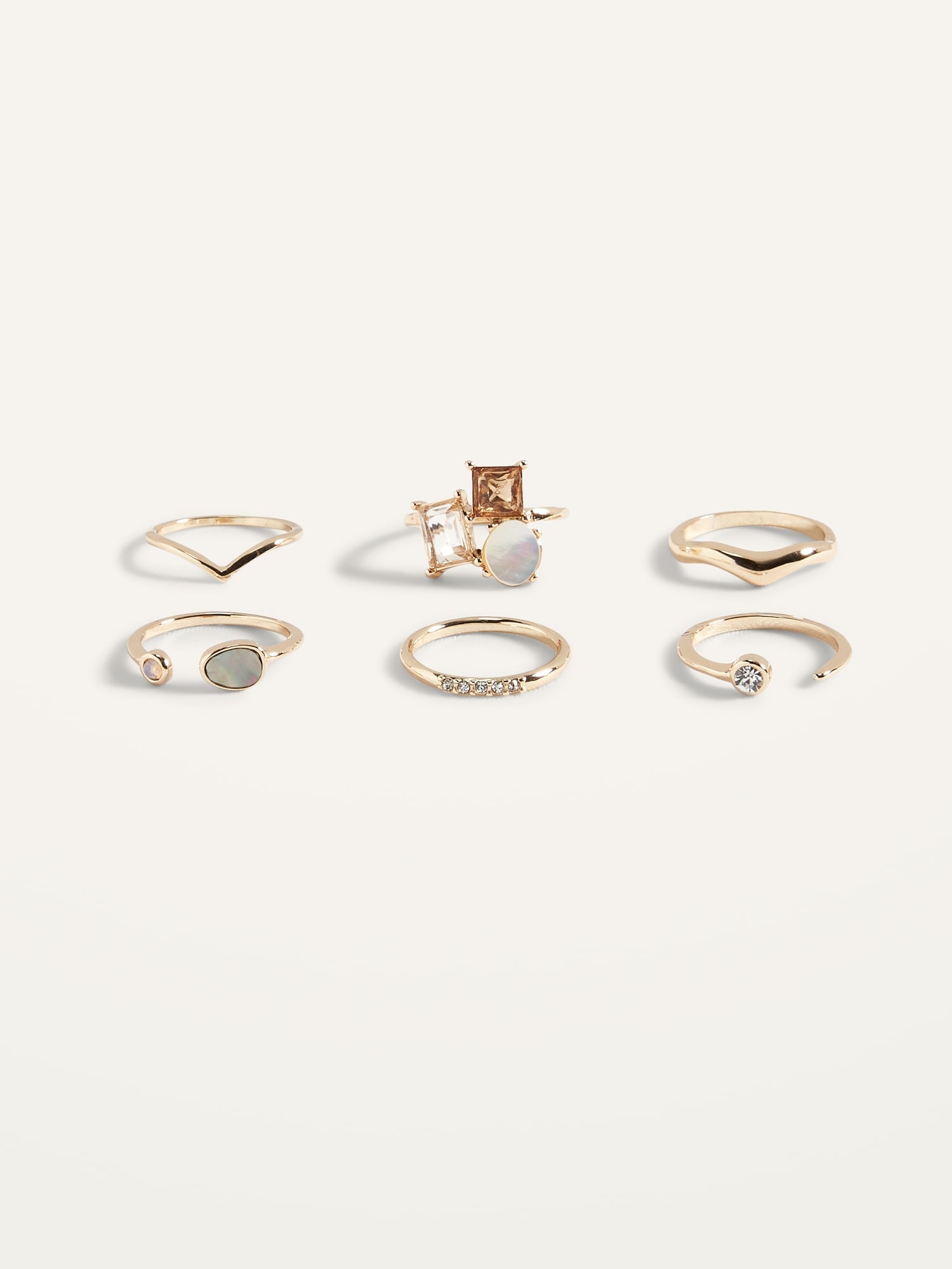 Gold-Toned Rings 6-Pack for Women