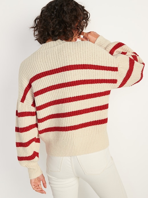 Image number 6 showing, Mock-Neck Striped Shaker-Stitch Sweater for Women