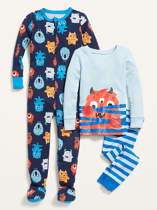 Unisex 3-Pack Graphic Pajama Set and Footie Pajama One-Piece for Toddler & Baby