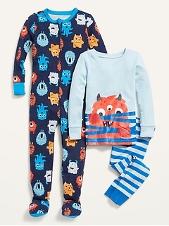Ensemble 3 pièces avec pyjama imprimé et pyjama une-pièce pour Tout-petit et Bébé