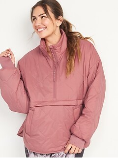 Packable Half-Zip Water-Resistant Quilted Jacket for Women
