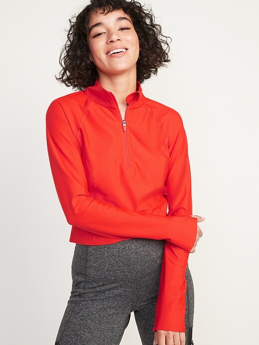 Image number 5 showing, PowerSoft Cropped Quarter-Zip Performance Top for Women