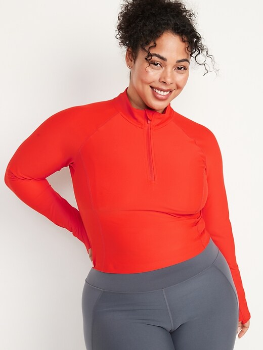 Image number 7 showing, PowerSoft Cropped Quarter-Zip Performance Top for Women