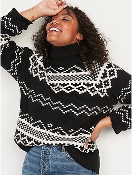 Cozy Fair Isle Turtleneck Sweater for Women