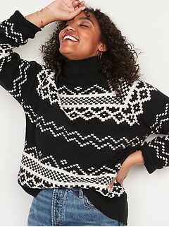 Cozy Fair Isle Turtleneck Sweater for Women