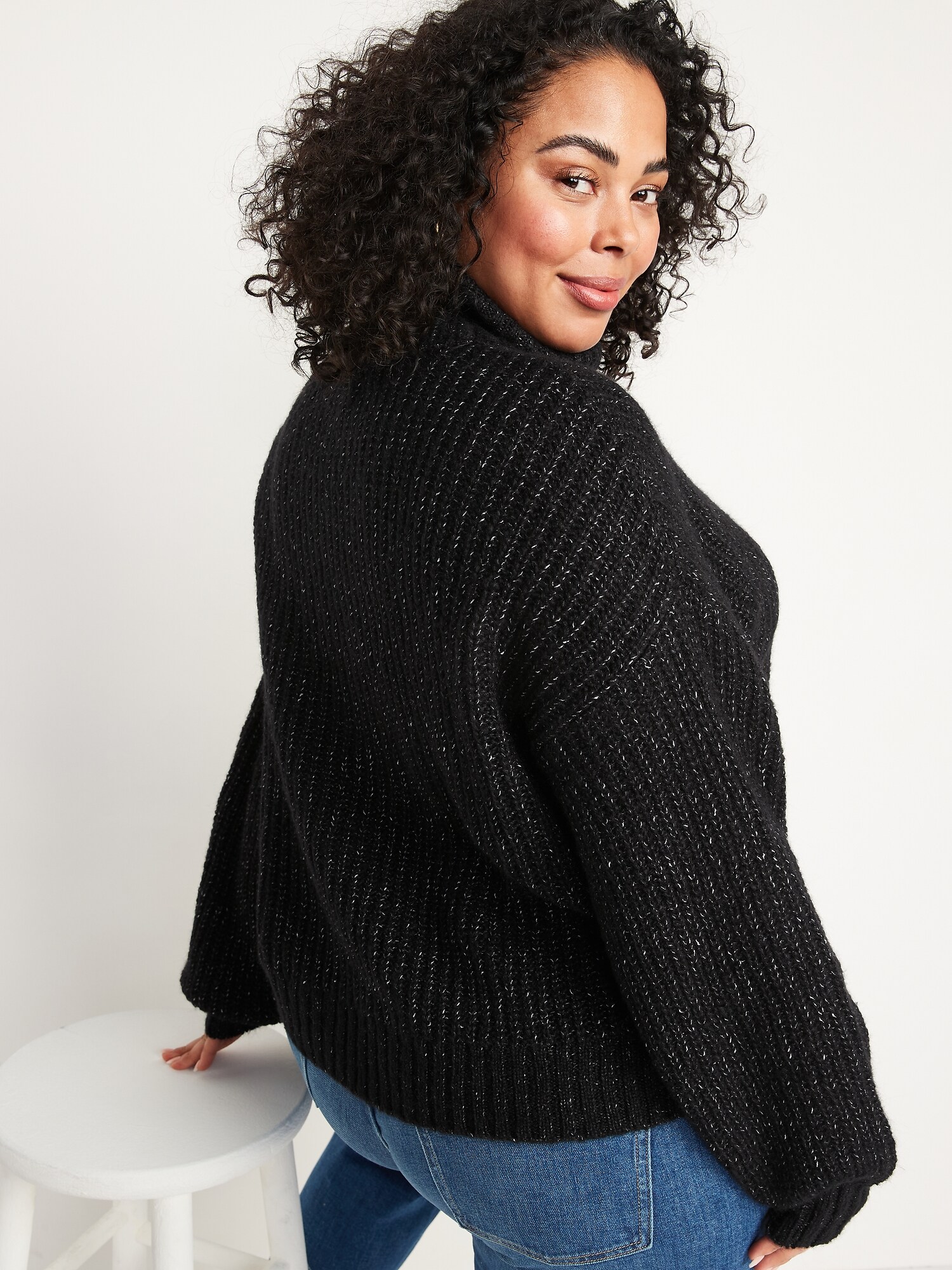 Shaker-Stitch Turtleneck Sweater for 