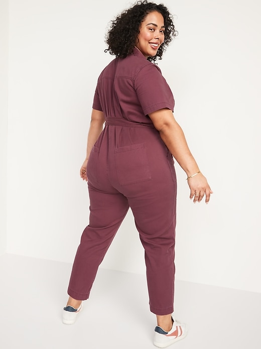 Image number 8 showing, Overdyed Tie-Belt Twill Jumpsuit for Women