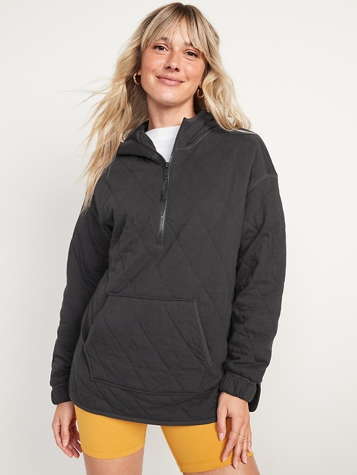 Quilted Quarter-Zip Tunic Hoodie for Women | Old Navy