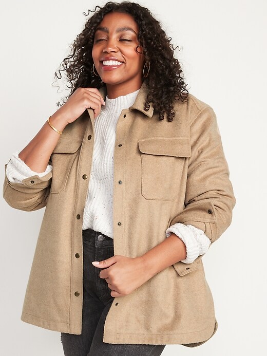 Image number 1 showing, Transitional Brushed-Twill Shacket for Women