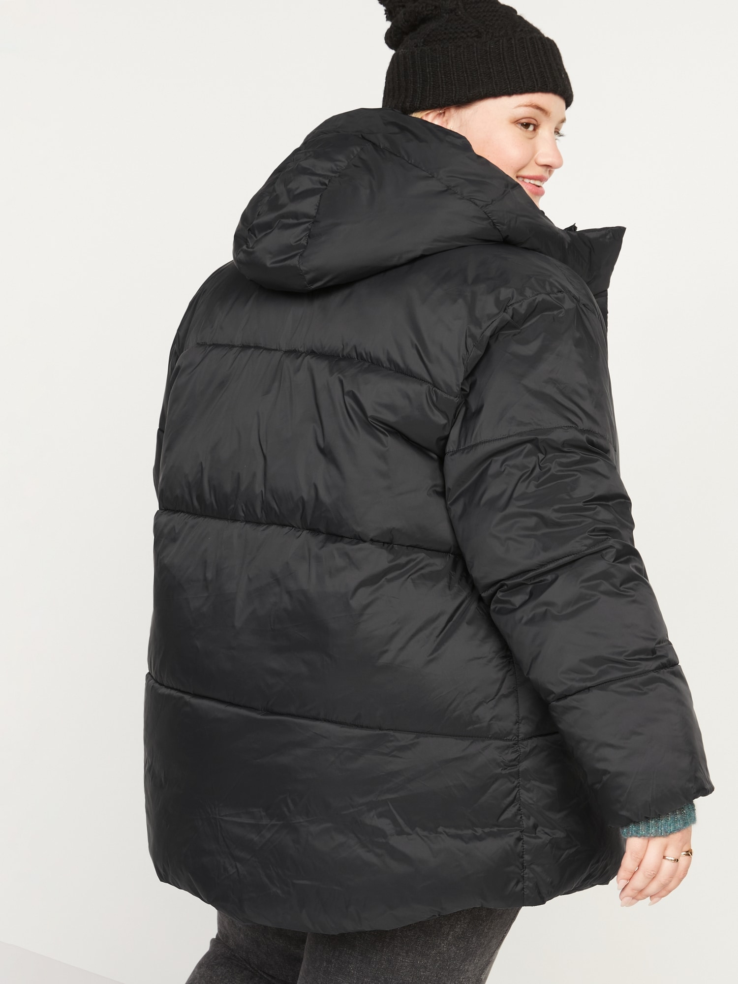 Water-Resistant Hooded Puffer Jacket for Women