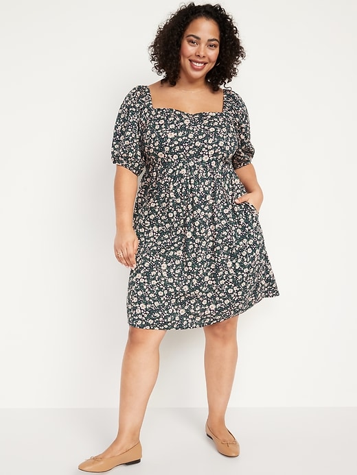 Puff-Sleeve Smocked Floral-Print Mini Swing Dress for Women | Old Navy