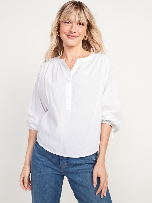 Image number 5 showing, Elbow-Sleeve Embroidered Blouse for Women