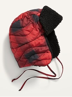 Quilted Sherpa-Lined Trapper Hat For Women