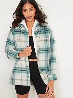 Transitional Plaid Utility Shacket for Women