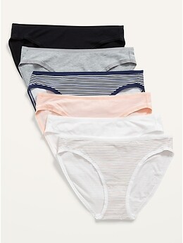 Mid-Rise Supima® Cotton-Blend Bikini Underwear 6-Pack for Women