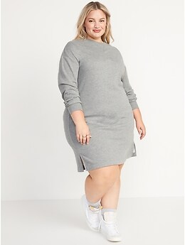 Long-Sleeve Mini Sweatshirt Shift Dress for Women