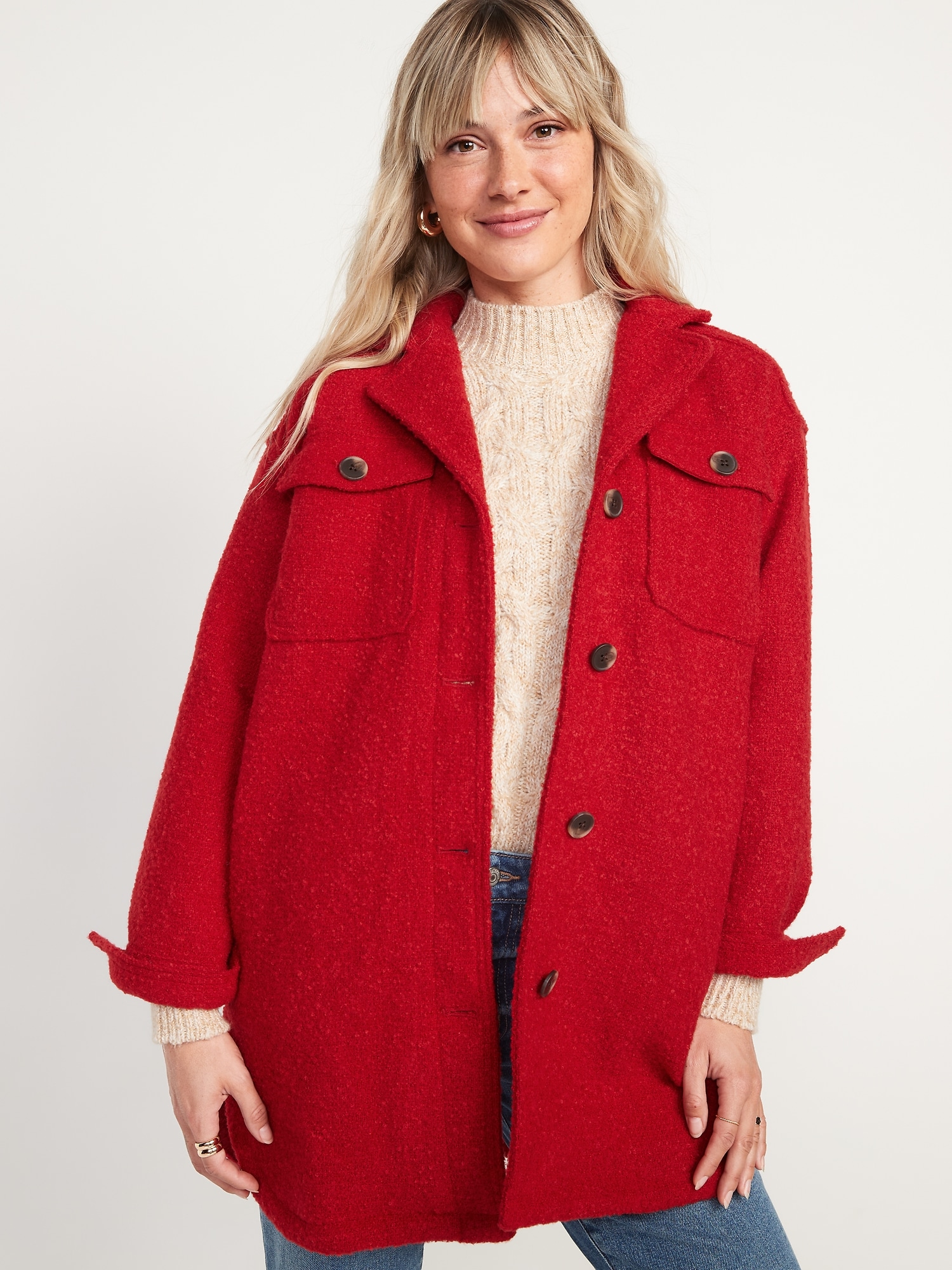 Boucle funnel neck 2024 coat old navy