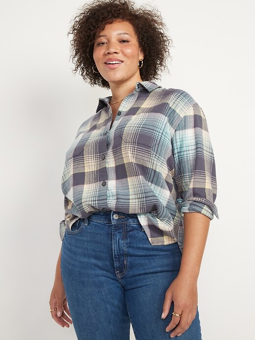 Oversized Plaid Boyfriend Shirt for Women
