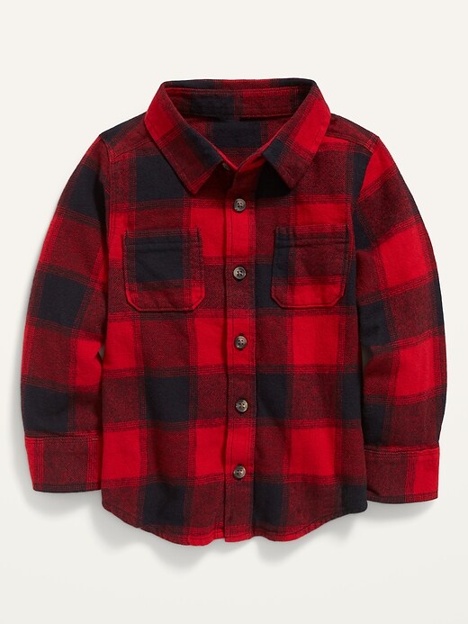 View large product image 1 of 2. Plaid Flannel Long-Sleeve Shirt for Toddler Boys