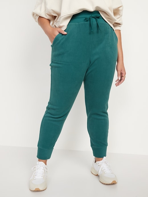 Image number 1 showing, Extra High-Waisted Microfleece Jogger Sweatpants for Women