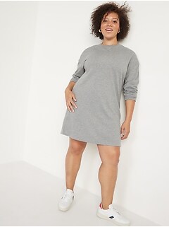 Long-Sleeve Mini Sweatshirt Shift Dress for Women