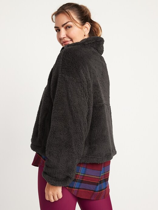 Image number 2 showing, High-Neck Half-Zip Sherpa Sweatshirt for Women