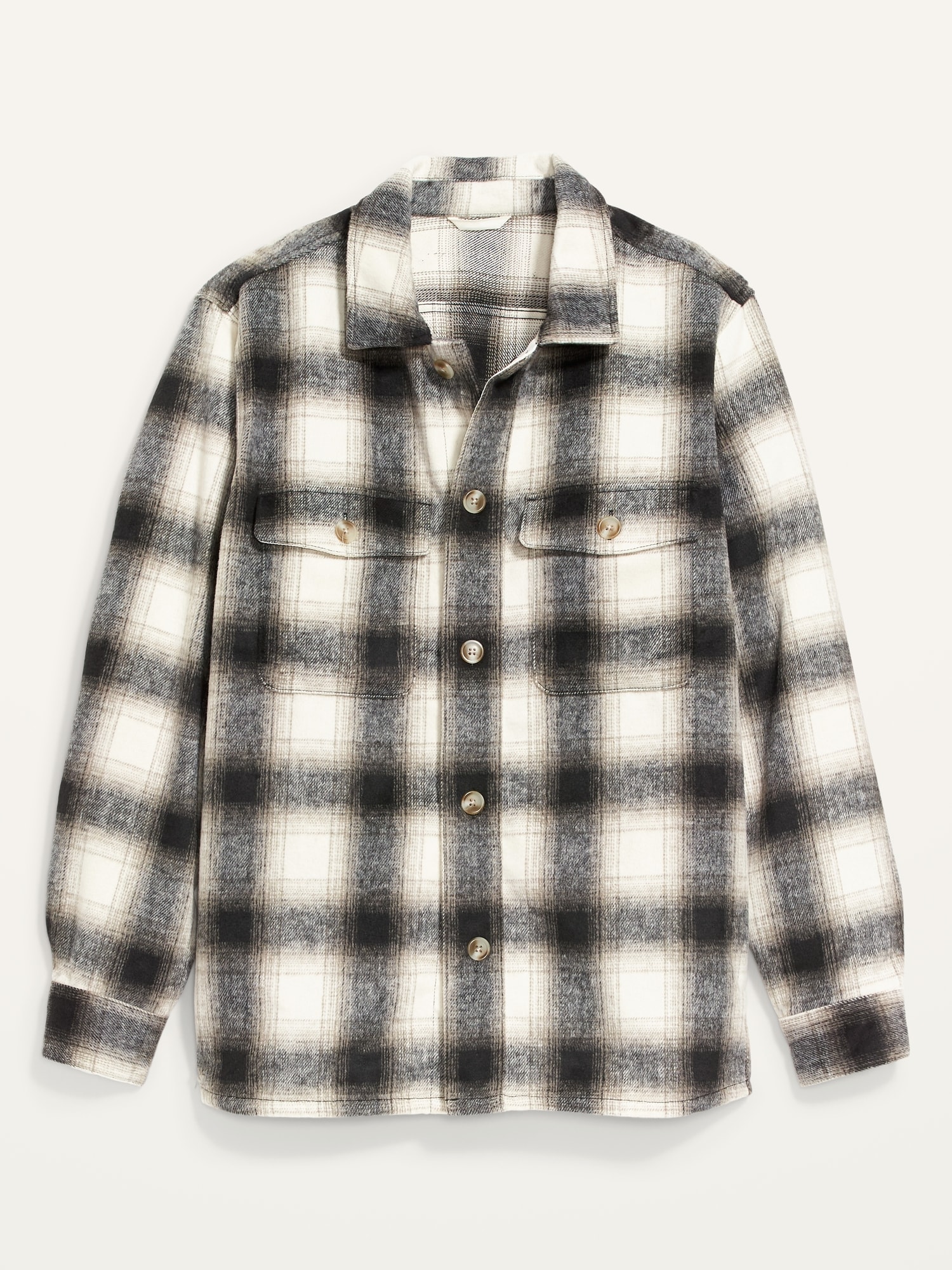 Soft-Brushed Plaid Flannel Shirt-Jacket 