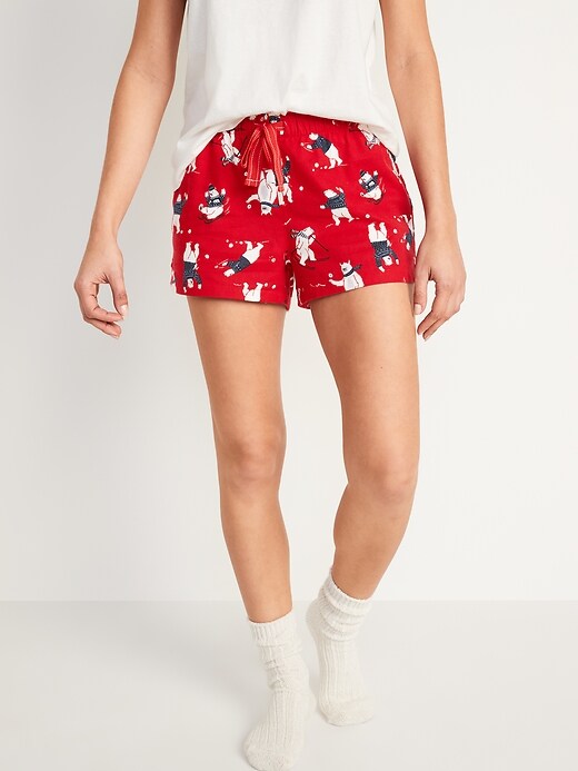 Image number 5 showing, Matching Printed Flannel Pajama Shorts for Women -- 2.5-inch inseam