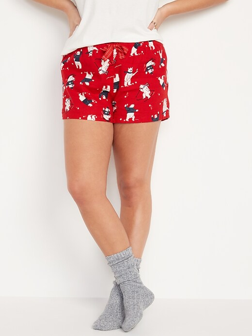 Image number 1 showing, Matching Printed Flannel Pajama Shorts for Women -- 2.5-inch inseam