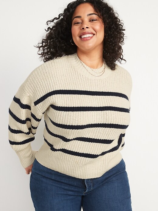 Image number 7 showing, Mock-Neck Striped Shaker-Stitch Sweater for Women