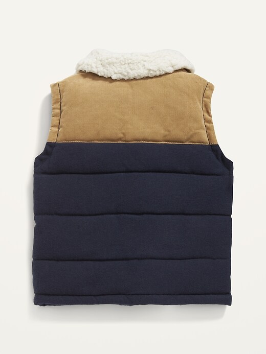 View large product image 2 of 2. Unisex Sherpa-Collar Color-Blocked Flannel Vest for Baby