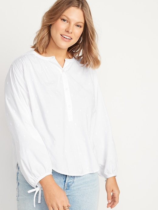 Image number 1 showing, Elbow-Sleeve Embroidered Blouse for Women