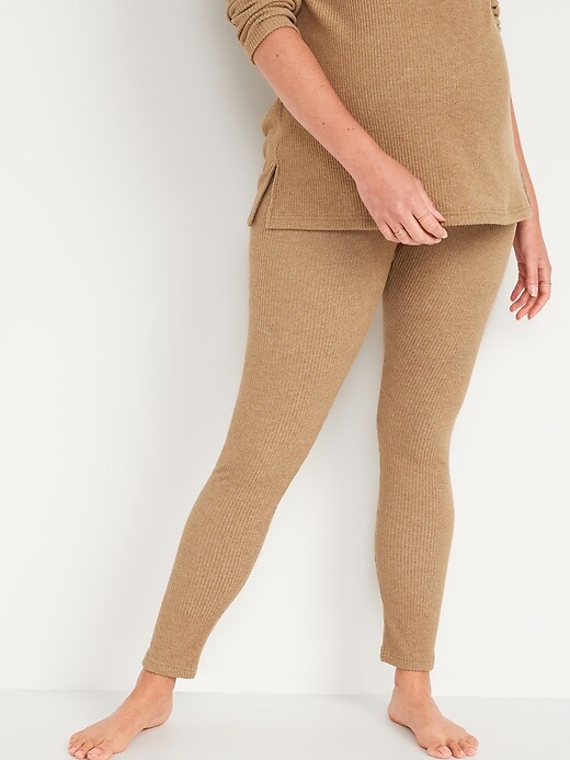 View large product image 1 of 1. Maternity Plush Rib-Knit Pajama Leggings