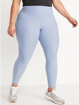 High-Waisted PowerSoft Mesh-Paneled 7/8-Length Compression Leggings for Women