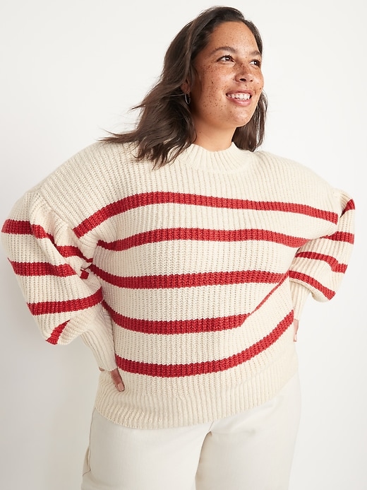 Image number 7 showing, Mock-Neck Striped Shaker-Stitch Sweater for Women