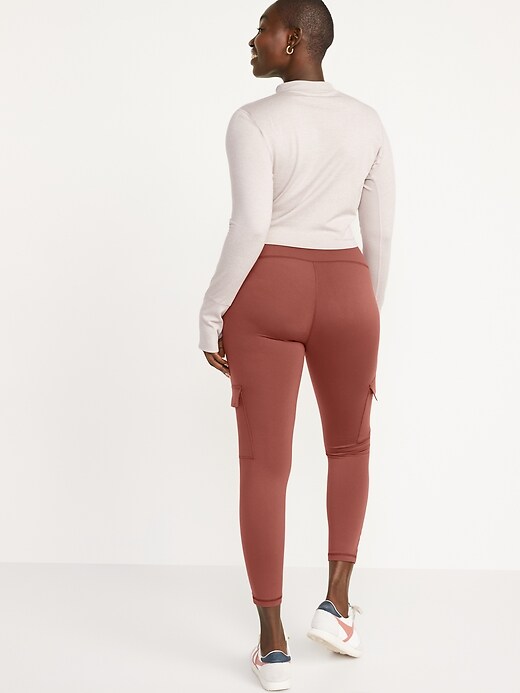 Image number 2 showing, High-Waisted PowerPress Cargo 7/8-Length Compression Leggings for Women 