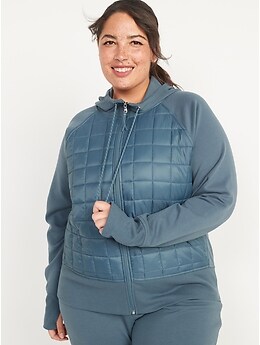 Dynamic Fleece Quilted Hybrid Zip Hoodie for Women