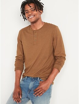 Soft-Washed Long-Sleeve Henley T-Shirt