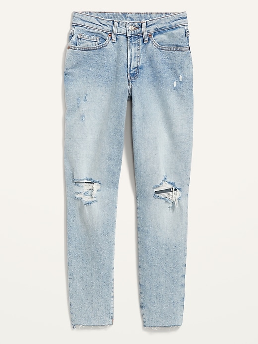 Image number 4 showing, Curvy High-Waisted OG Straight Ripped Cut-Off Jeans for Women