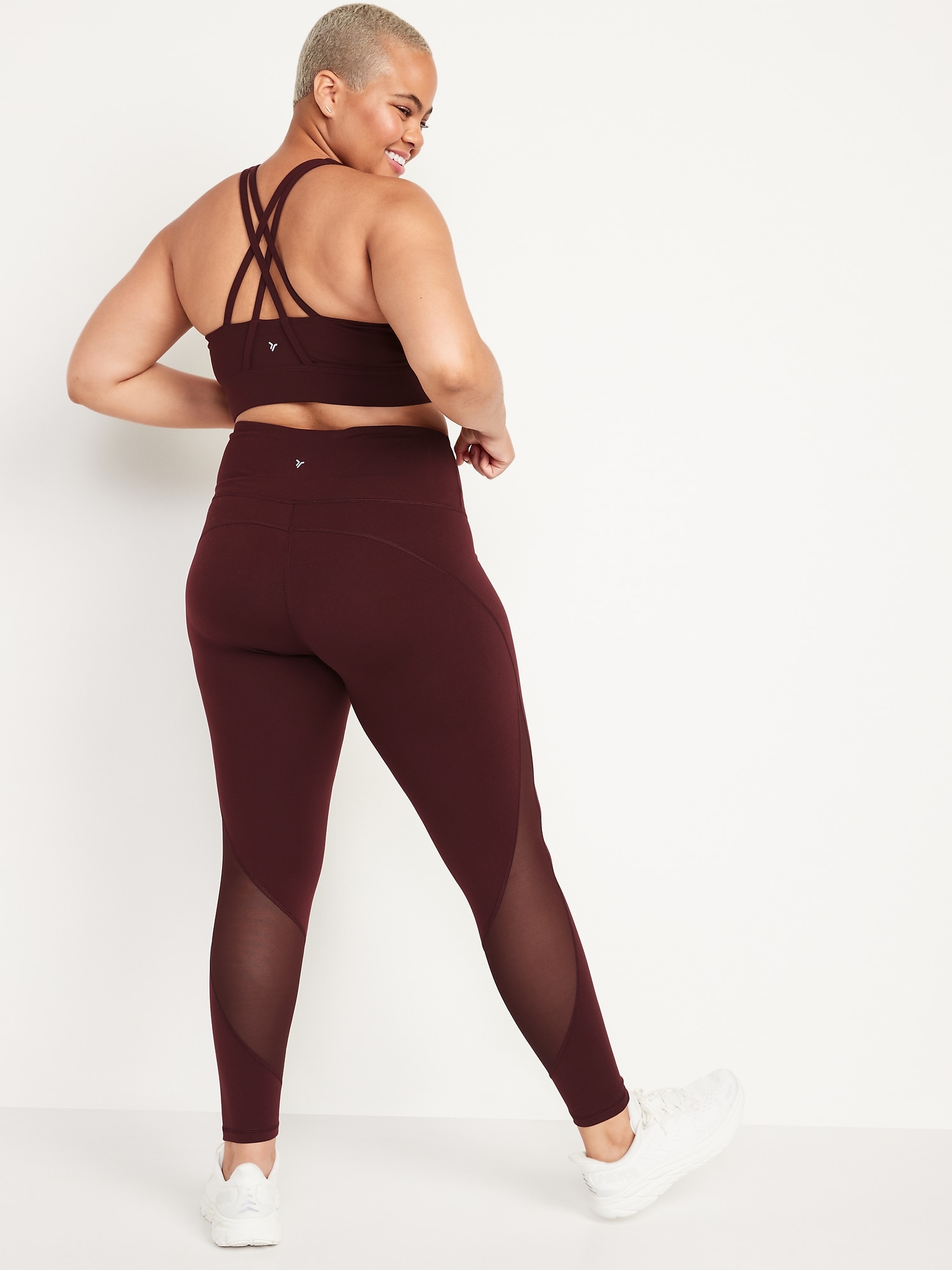 High Waisted Powerpress Mesh Trim 7 8 Length Leggings For Women Old Navy High Waisted Powerpress Mesh Trim 7 8 Length Leggings For Women Old Navy