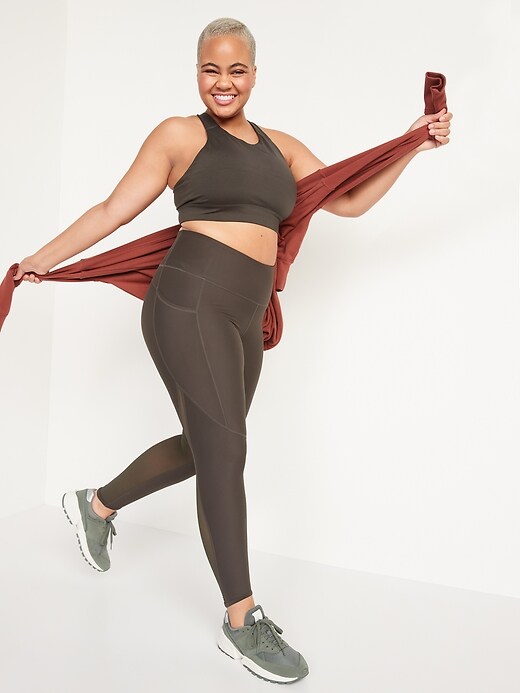 Image number 3 showing, High-Waisted PowerSoft Mesh-Paneled 7/8-Length Compression Leggings for Women
