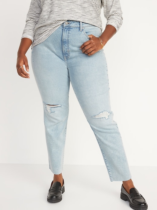 Image number 7 showing, Higher High-Waisted OG Straight Ripped Cut-Off Jeans for Women