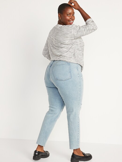 Image number 8 showing, Higher High-Waisted OG Straight Ripped Cut-Off Jeans for Women