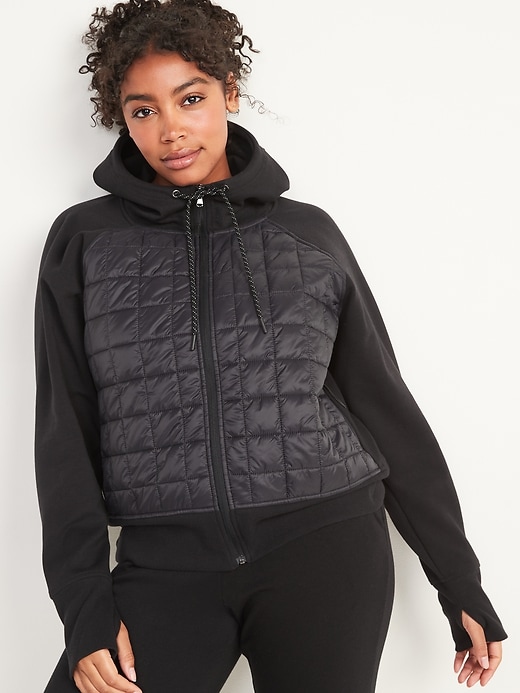 Image number 1 showing, Dynamic Fleece Quilted Hybrid Zip Hoodie for Women