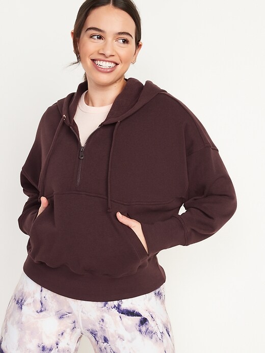 Image number 1 showing, Loose Cropped Quarter-Zip Hoodie for Women